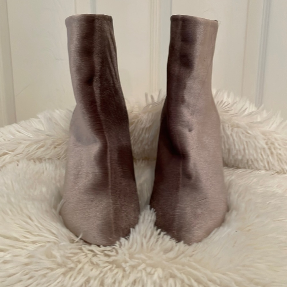 Grey Velvet Ankle Boots, Size 10